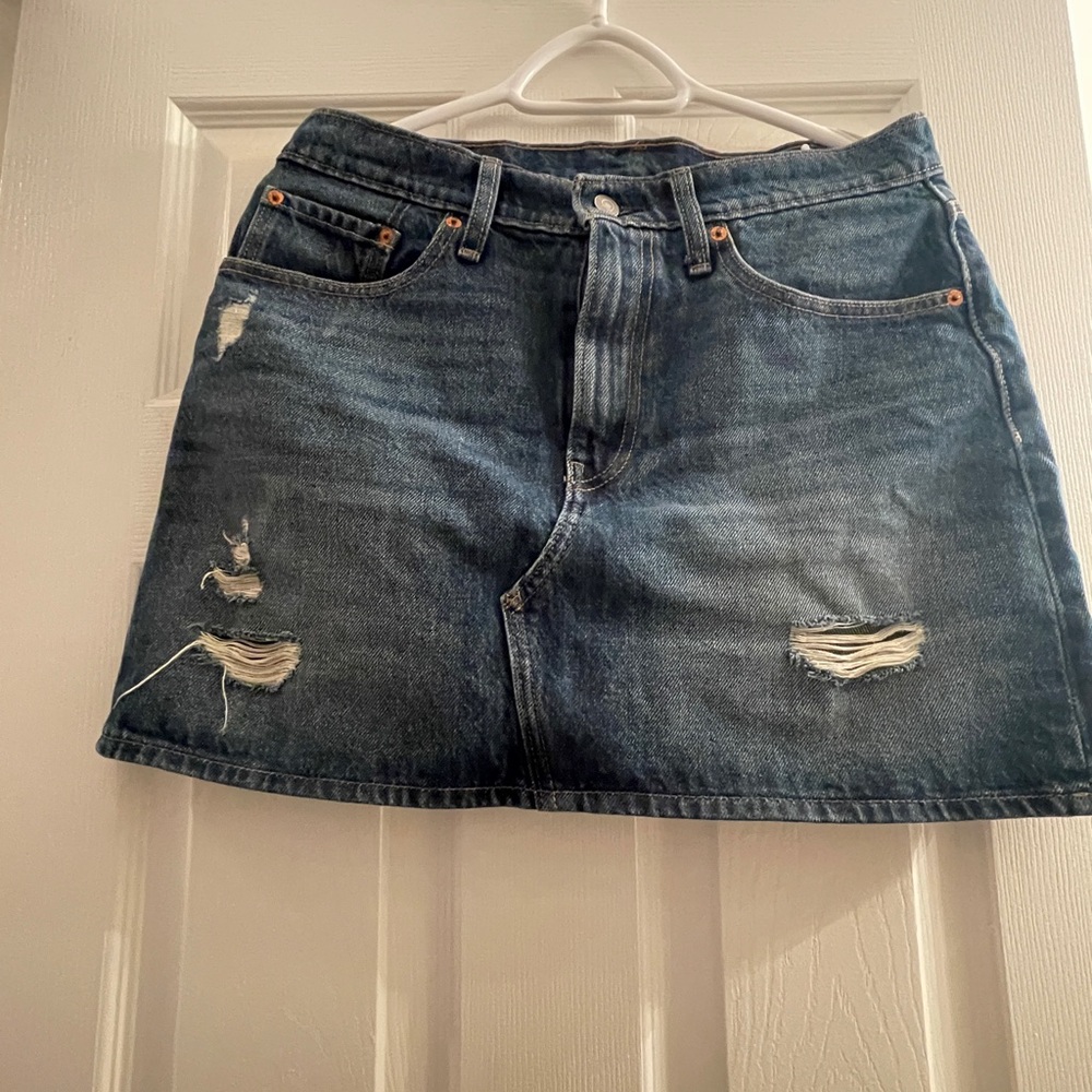 Levi's Blue Distressed Mini Skirt